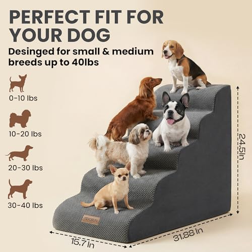 Dog Stairs for High Beds (Light Grey / Stairs 24.5"H)