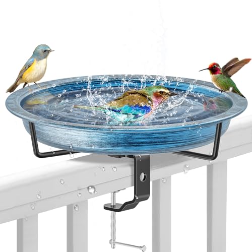 Deck Mounted Bird Bath Outside (Retro Blue)