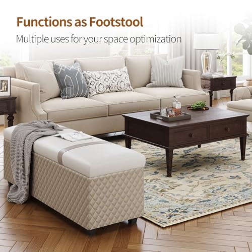 Colorful Faux Leather 38 Inch Storage Bench with Hinged Lid and Foot Rest (Multi Color)
