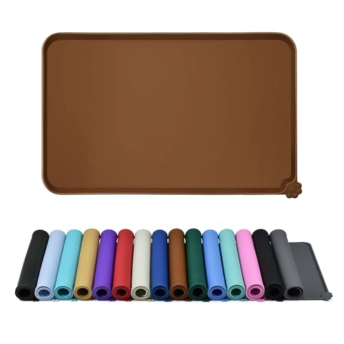 Silicone Pet Feeding Mat (Brown / 28" x 18")