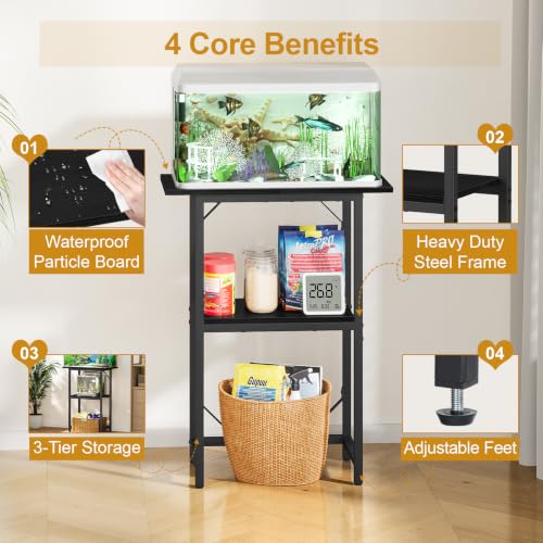 10 20 Gallon Fish Tank Stand (Black / 20 Gal-2 Tier)