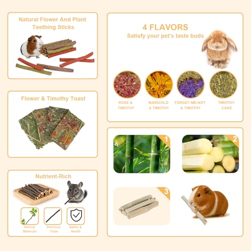 70PCS Rabbit Bunny Guinea Pig Chew Toys Treats