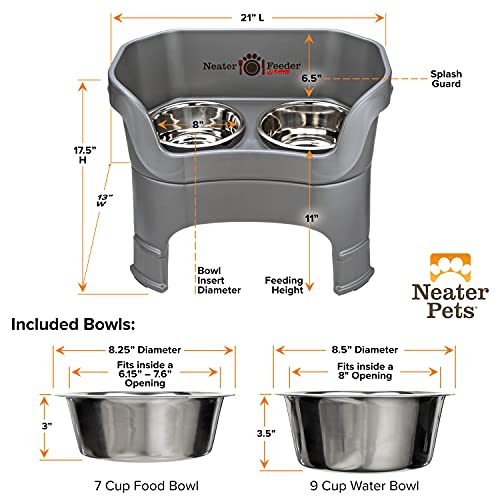 Neater Feeder Deluxe Mess (Large + Standard Bowl / Gunmetal)