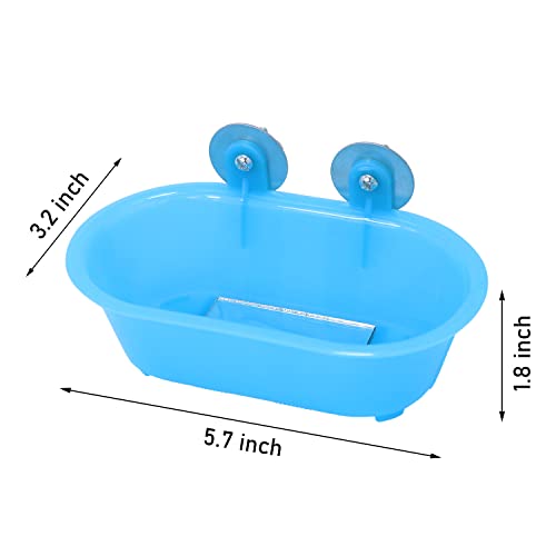 Bird Bath with Mirror for Small Birds Budgie Parakeet Cage (Blue (B))