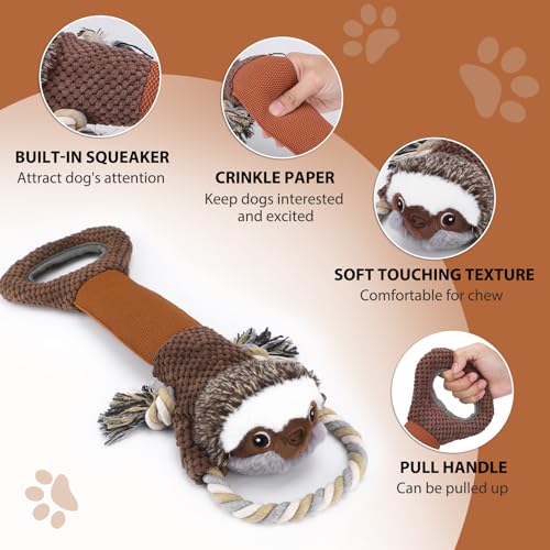 Large Plush Squeaky Dog Toys with Crinkle Paper (Brown01)