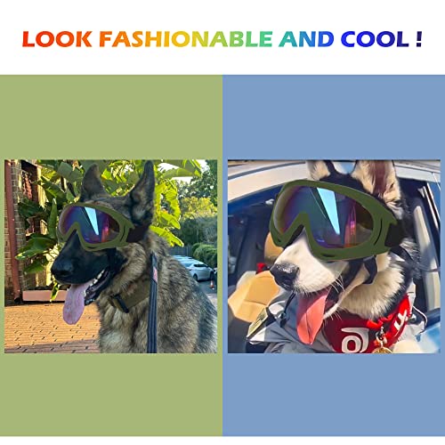 Large Dog Sunglasses (Army Green Frame&Colorful Lens&L)