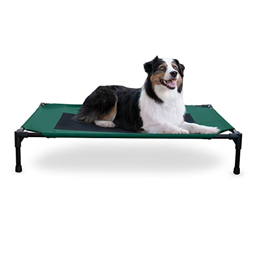 K&H Outdoor Elevated Dog Bed (Green/Black Mesh / Large 42"L x 30"W)