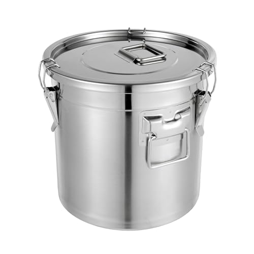 5.5Gal 304 Stainless Steel Airtight Container with Lid and Locking Clamp (21L)