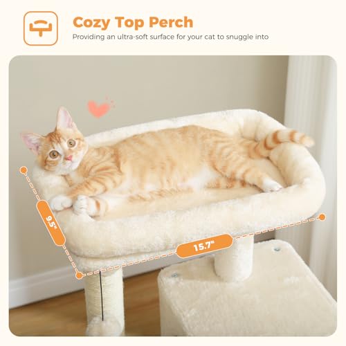 32" Small Cat Tree for Kittens & Small Cats (Beige / 46 Inches)