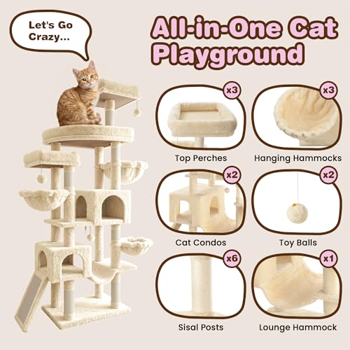 82 inch Cat Tree Tower (Beige)