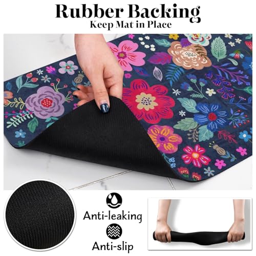 Dog Food Mats for Floors (Navy / 20"L x 12"W)