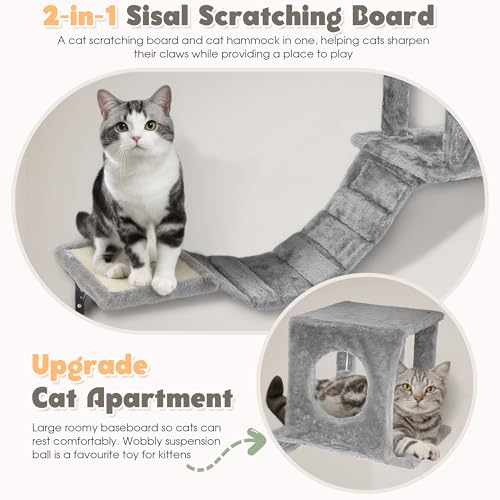 14-in-1 Cat Wall Shelves, Cat Climber Set, Ivory Grey ‌‌ (Ivory Grey ‌‌)