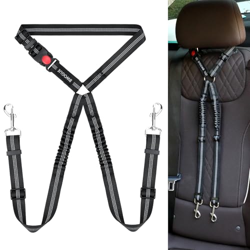 Double Dog Seat Belt for Car (Black)