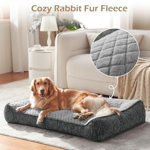Extra Large Orthopedic Dog Beds Large Sized Dog (XXL(48"L x 34.5"W x 10"Th) / Light Grey)