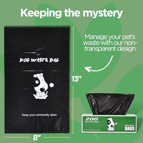 Dog Poop Bags Rolls (Black / 200 Count (Pack of 10))