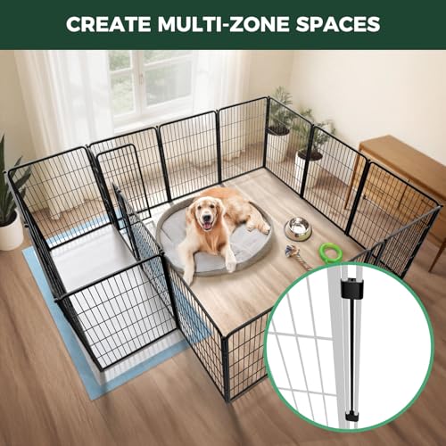 Homeplus Indoor Dog Playpen with Divider Connectors (Black / 40"H)