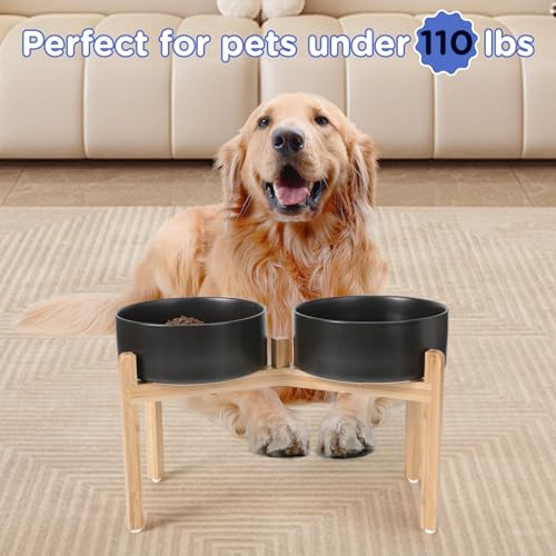 Elevated Dog Bowls Ceramic (8.3 in - 7.6 cups / Black)