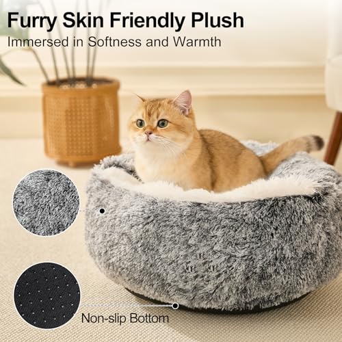 Calming Dog & Cat Cave Bed With Hooded Cover (20.00" x 20.00" x 8.00" / Grey)