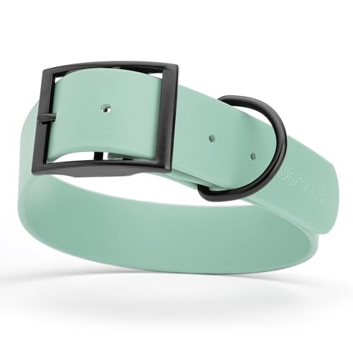Biothane Waterproof Dog Collar Strong Coated Nylon Webbing with Black Hardware Odor (W1.5" x L20"-24" / Sage Green)