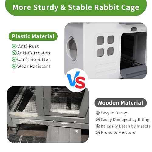 Plastic Rabbit Cage Outdoor Indoor (Grey / 45.3"L x 20.1"W x 27.2"H)