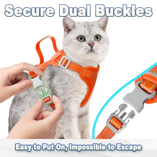 Cat Harness and Leash Set Escape Proof for Kitten Walking (X-Small / Orange)