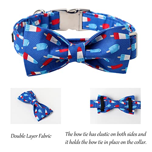 Patriotic Dog Collar with Bowtie (Popsicle / Large (Pack of 1))