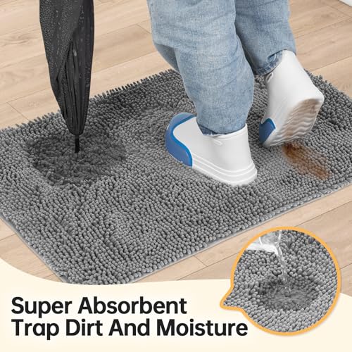 Absorbent Dog Door Mat for Muddy Paws (60"L x 30"W x 1" Th / Light Grey)
