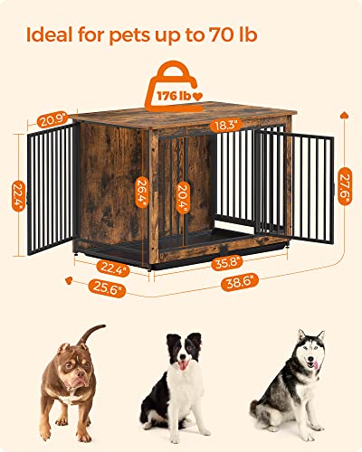 38" Dog Crate Furniture (Rustic Brown / 38.6"L x 25.6"W x 27.6"H)