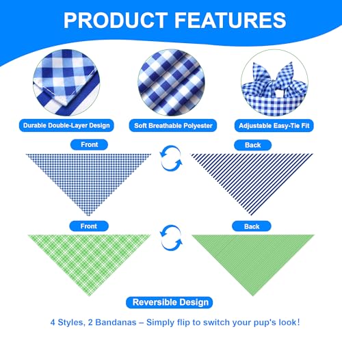 Summer Dog Bandanas for Medium Dogs (Blue,Green / Small)
