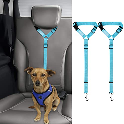 2 Pack Dog Seat Belt for Car (Blue)