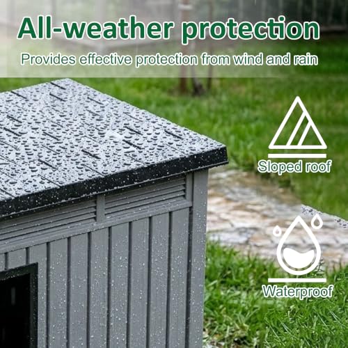 Large Chicken Coop with Hydraulic Air Rod (Grey / 42.9"L x 33.0"W x 31.6"H)