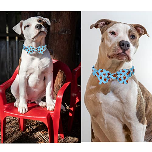Christmas Dog Collar with Bow Tie Red Elk Cotton Collar Adjustable Puppy Collar for Small Medium Large Dogs (Small / Turkey)