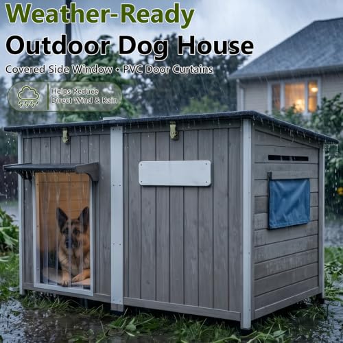 55" Insulated Dog House Outdoor for Large Dogs