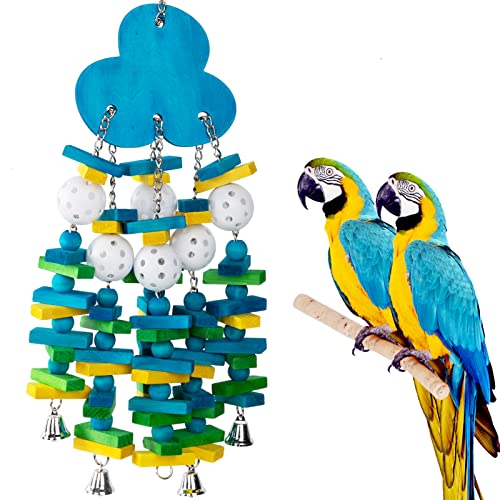 Large Bird Parrot Toys for Cockatoos African Grey Macaws Amazon Parrots (Blue)