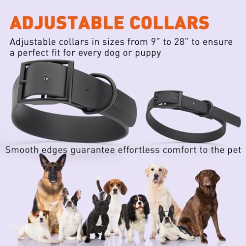 Biothane Waterproof Dog Collar Strong Coated Nylon Webbing with Black Hardware Odor (W5/8" x L12-15" / Black)