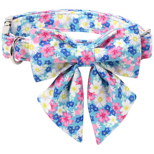 Floral Dog Collar with Sailor Bow (Blossom in Dreams(Sailor Bow) / X-Large (Pack of 1))