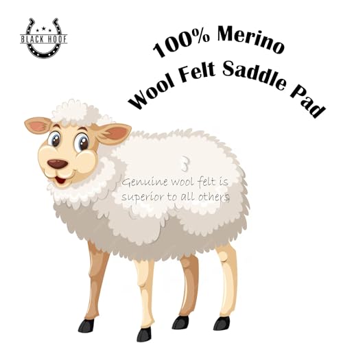 Merino Wool Felt Contoured Saddle Pad for Horses (31"L x 32"W x 1" thick)