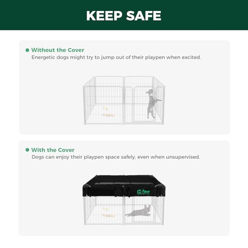 Homeplus Indoor Dog Playpen with Mesh Top Cover (Black / 24"H)