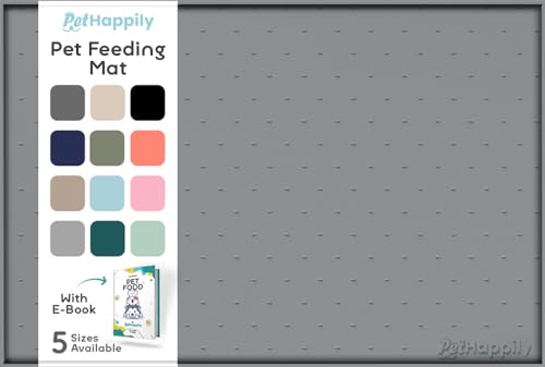 Dog Food Mat 24x15 Raised Edges Dogs Mat for Food and Water Prevent Spill (24" x 15" / Gray)
