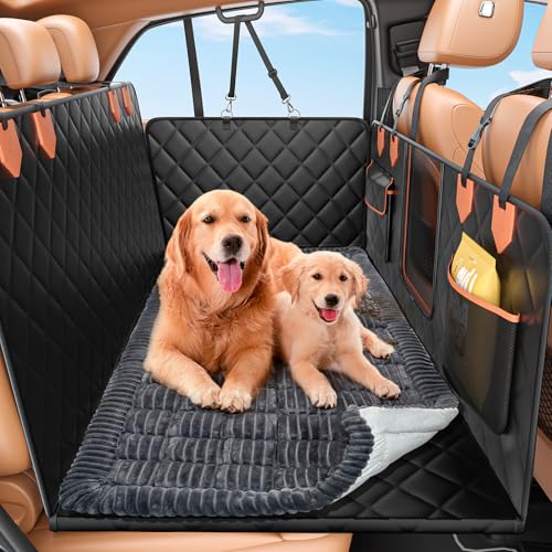 Hard Bottom Car Seat Cover for Dog swith Removable Soft Blankets (Grey / For Full Size Truck)