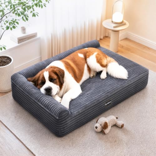 Orthopedic Dog Bed for Large Dogs (Corduroy Cover Grey / XX-Large)