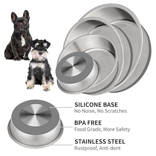 Stainless Steel Dog Bowls Set of 2 (4 CUP / Gray)