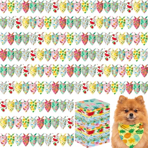100 PS Dog Bandanas Bulk for Summer Charm Grooming (Summer / 25.6 x 17.7 x 17.7 Inch)