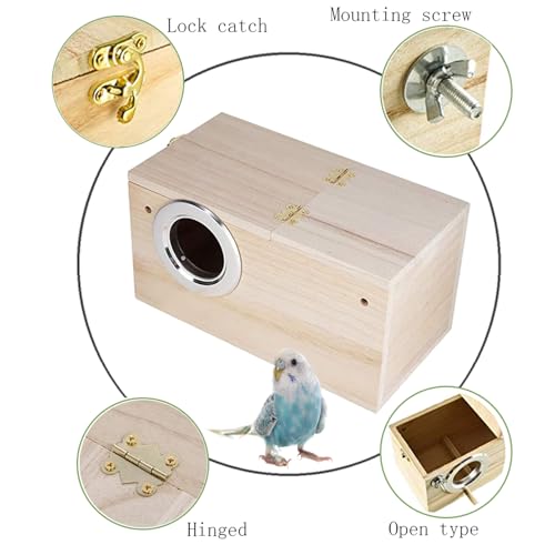 Parakeet Nesting Box for Cage (【X-Large:13.4x6.9x7.7 Inches】)