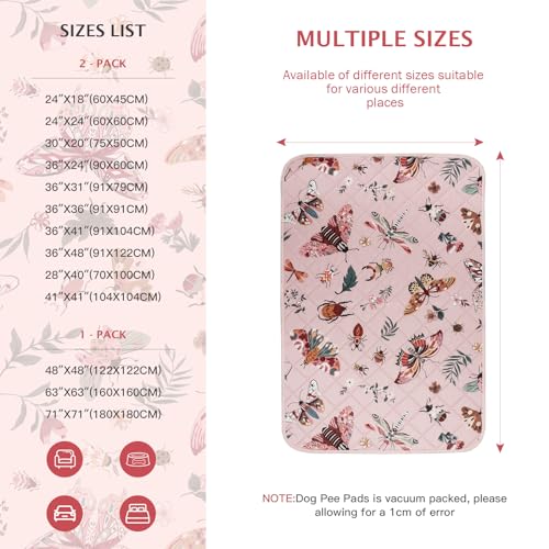 Washable Pee Pads for Dogs (Pink / 24x24 inch - 2pcs)