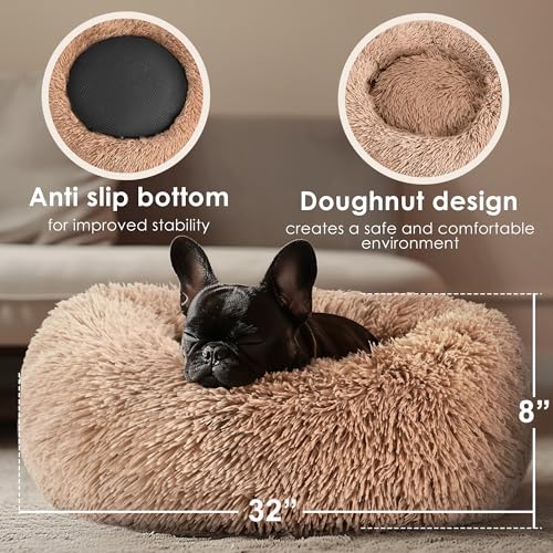 Dog Beds Large Sized Dog and Cats (Camel / 32.0"L x 32.0"W x 8.0"Th)