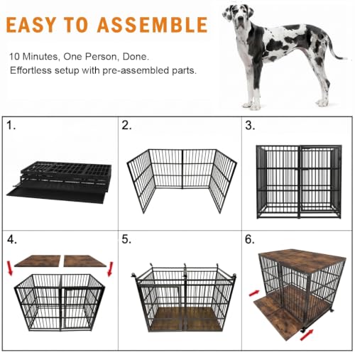 54" Dog Crate Furniture with Casters (Black)