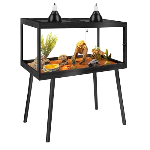 Reptile Enclosure with Leg (Black / 32"x16"x16",35Gallons)