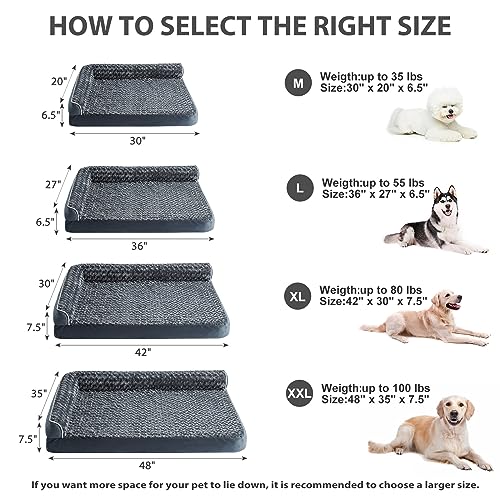 Orthopedic Washable Dog Bed (Dark Grey / 42.0"l x 30.0"w x 7.5"th)