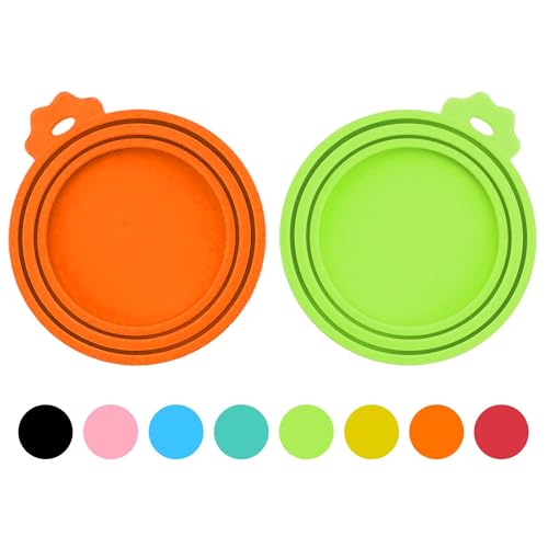 2 Pack Pet Food Can Covers (Orange/Green)